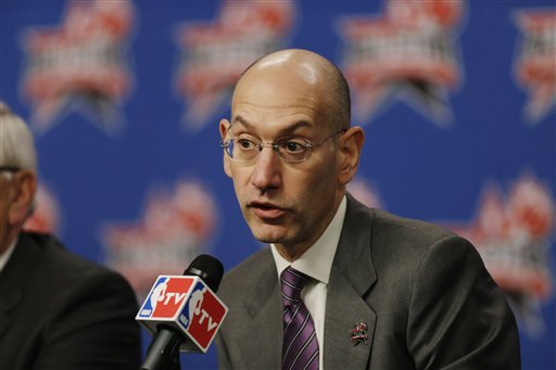 Adam Silver answers a question. (Credit Pat Sullivan from the AP for the photo.